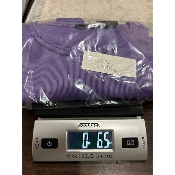 Ribbed Short Sleeve Top Purple Sz Large Stretch Polyester Blend Casual Basic - Picture 9 of 9